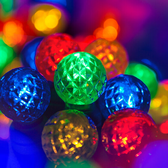 G12 Razzberry Multi Color LED Christmas Lights on Green ...