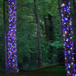 70 5mm Red, White and Blue LED Christmas Lights, Green Wire, 4" Spacing