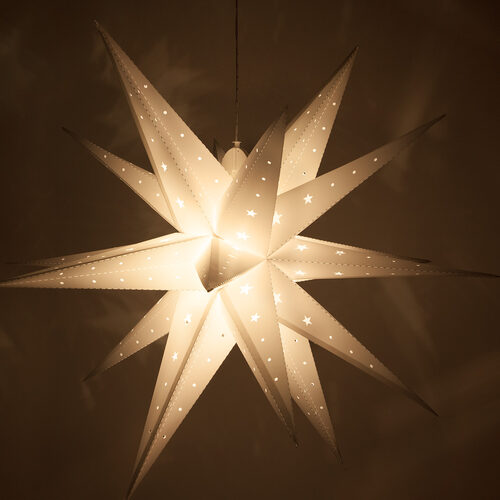 17" White Aurora Superstar TM Folding Star Light, Fold-Flat, LED Lights, Outdoor Rated