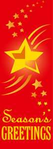 Red Star Seasons Greetings Light Pole Banner
