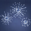 12" Silver Starburst Lighted Branches with Leaves and Crackle Beads, Cool White LED