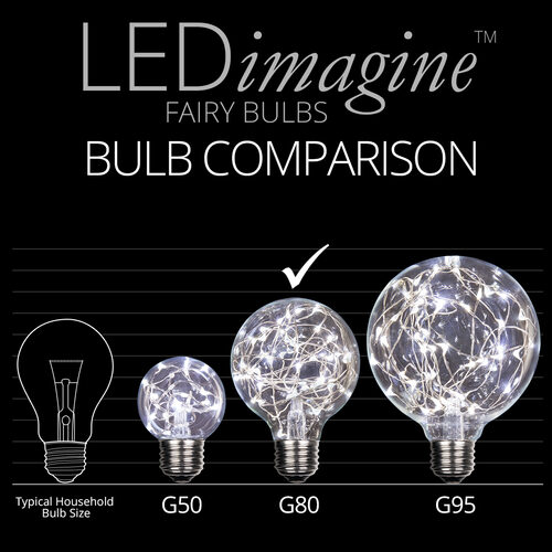 G80 Cool White LEDimagine TM Fairy Light Bulbs