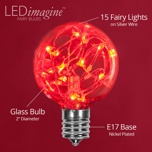 G50 Red LEDimagine TM Fairy Light Bulbs, E17 - Intermediate Base