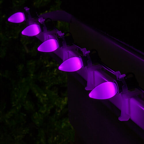 C7 Purple Smooth OptiCore Commercial LED Halloween Lights, 25 Lights, 25'