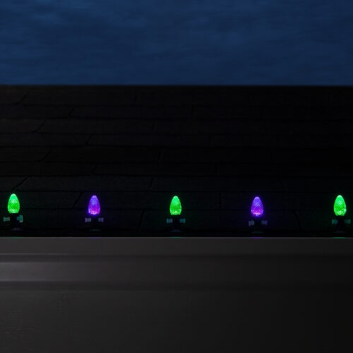 C7 Green / Purple OptiCore Commercial LED Halloween Lights, 50 Lights, 50'
