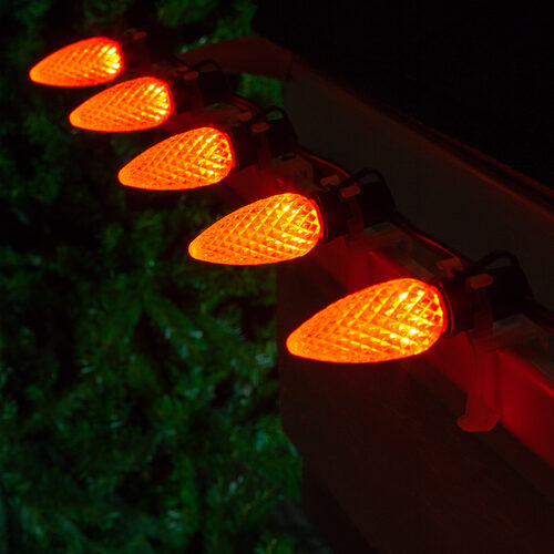 C9 Amber OptiCore Commercial LED Halloween Lights, 25 Lights, 25'