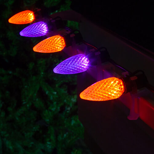 C9 Amber / Purple OptiCore Commercial LED Halloween Lights, 50 Lights, 50'