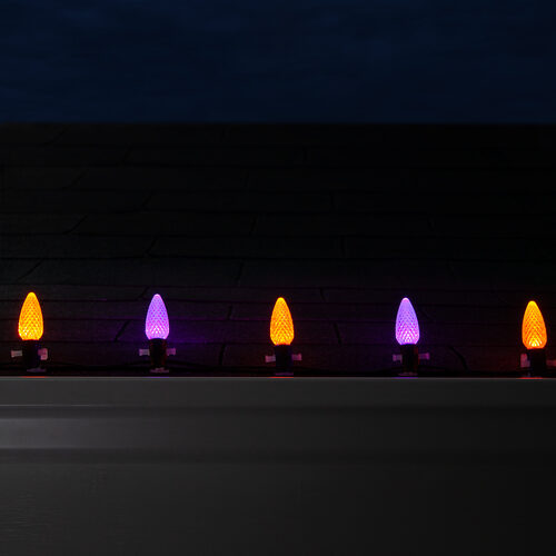 C9 Amber / Purple OptiCore Commercial LED Halloween Lights, 50 Lights, 50'