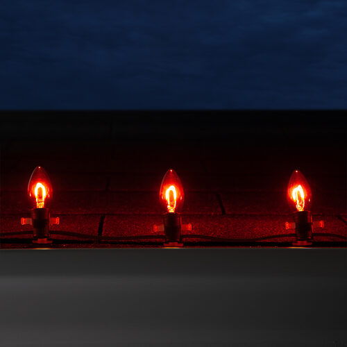 C9 Transparent Glass Red FlexFilament LED Bulbs 