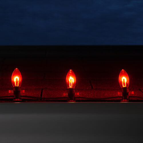 C9 Red FlexFilament Shatterproof Vintage Commercial LED Christmas Lights, 15 Lights, 15'