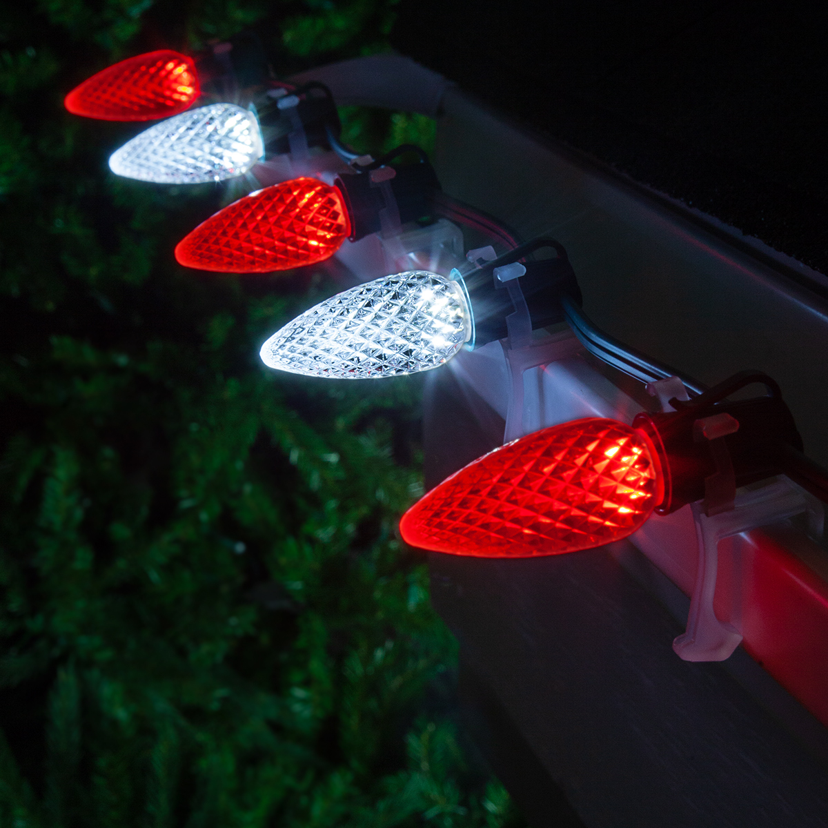 red and white outdoor christmas lights