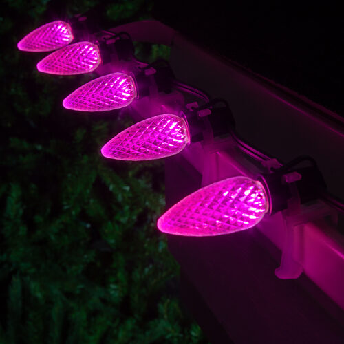 C9 Pink OptiCore Commercial LED Christmas Lights, 25 Lights, 25'