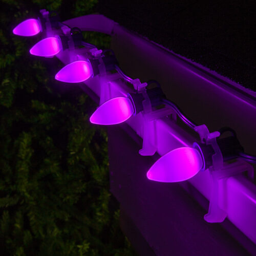 C7 Purple Smooth OptiCore Commercial LED Halloween Christmas Lights, 100 Lights, 100'