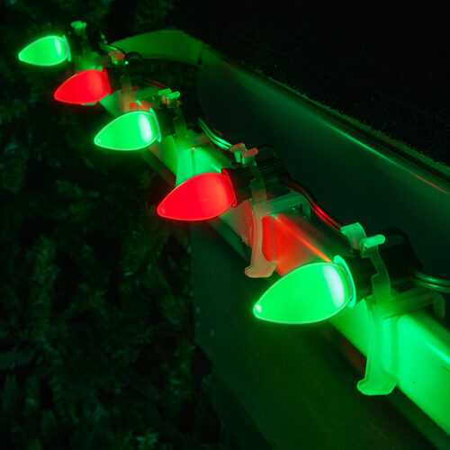 C7 Green / Red Smooth OptiCore Commercial LED Christmas Lights, 50 Lights, 50'