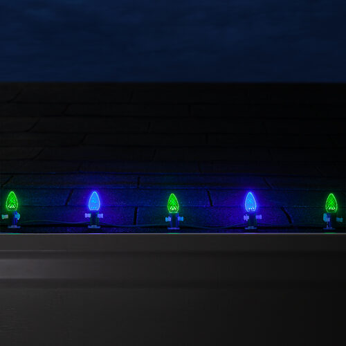 C7 Blue / Green OptiCore Commercial LED Christmas Lights, 50 Lights, 50'