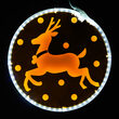 12" Amber Lit Medallion with Etched Reindeer Design 