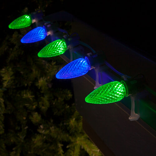C9 Blue / Green OptiCore Commercial LED Christmas Lights, 50 Lights, 50'