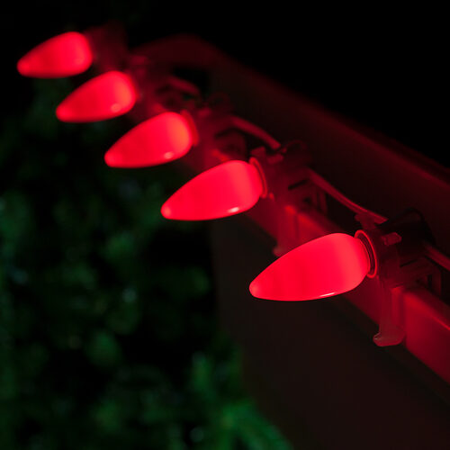 C9 Red Smooth OptiCore Commercial LED Christmas Lights, 25 Lights, 25'