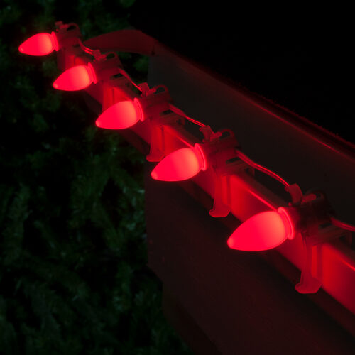 C7 Red Smooth OptiCore Commercial LED Christmas Lights, 25 Lights, 25'