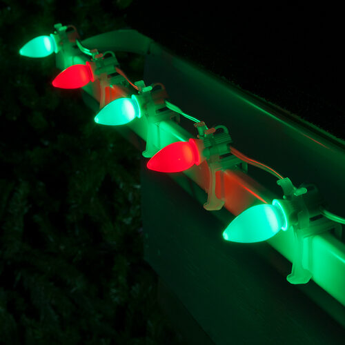 C7 Green / Red Smooth OptiCore Commercial LED Christmas Lights, 50 Lights, 50'