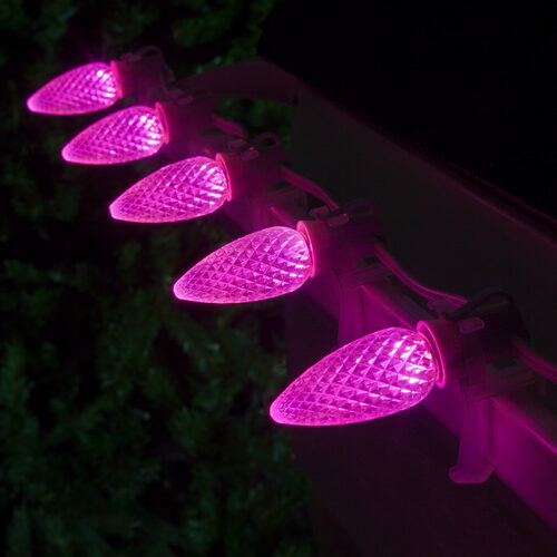 C9 Pink OptiCore Commercial LED Lights, 25 Lights, 25'