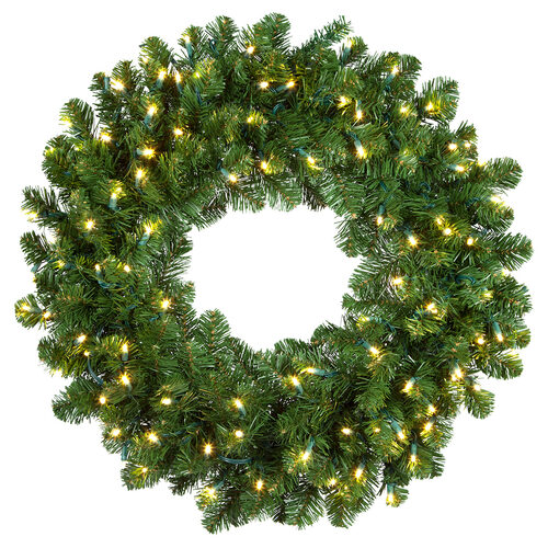 48" Commercial Oregon Fir Prelit Wreath, 150 Warm White LED 5mm Lights