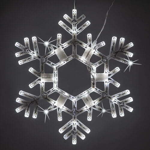20" Folding Snowflake, Cool White Twinkle Lights