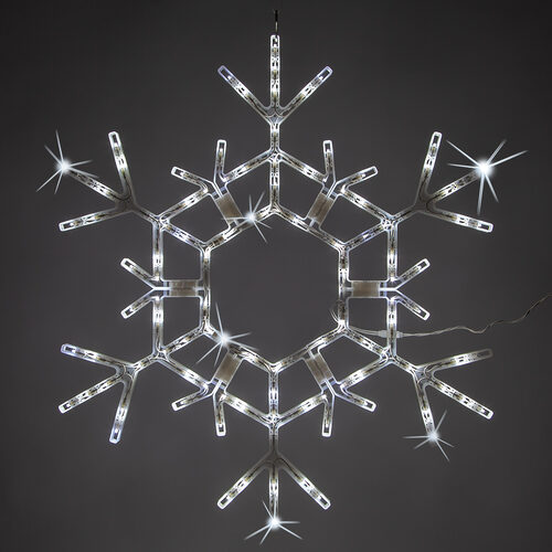 36" Folding Snowflake, Cool White Twinkle Lights 