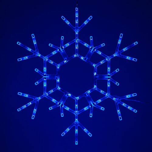 36" Folding Snowflake, Blue Lights 