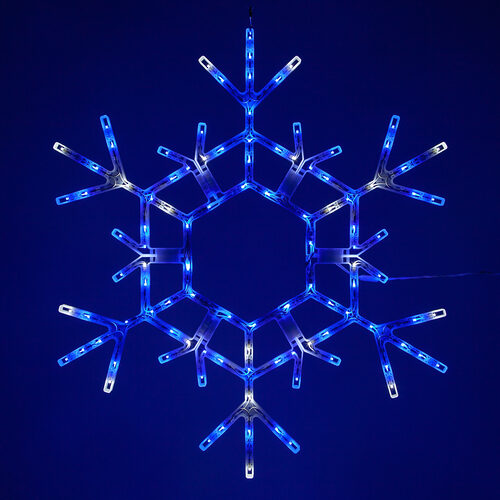 36" Folding Snowflake, Blue and Cool White Lights 