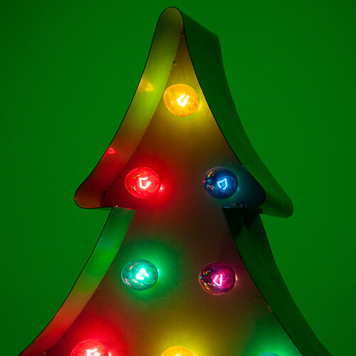 48" Green Marquee Christmas Tree, Multicolor Lights