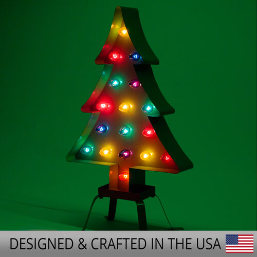 48" Green Marquee Christmas Tree, Multicolor Lights
