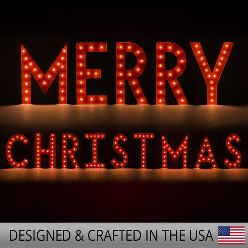 24" Red Merry Christmas Marquee Letters