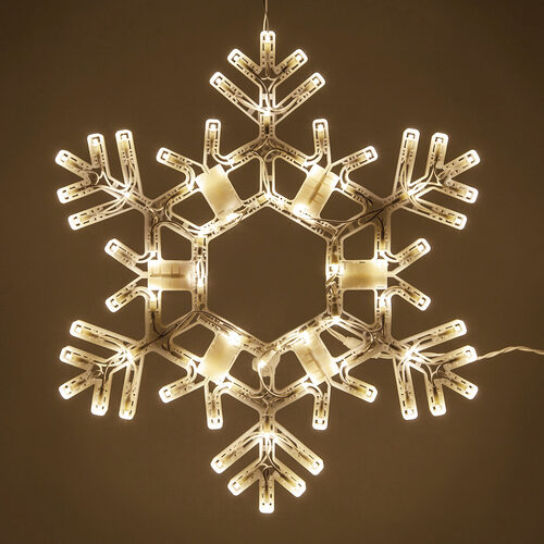 20" Folding Snowflake, Warm White Lights