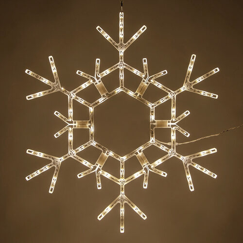 36" Folding Snowflake, Warm White Lights 