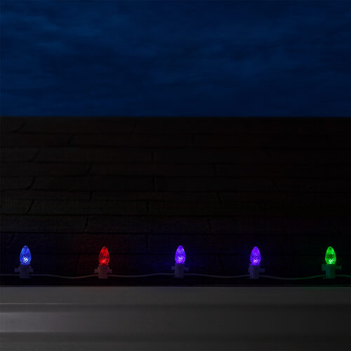 C7 Multicolor Color Change Commercial LED Christmas Lights, 25 Lights, 25'