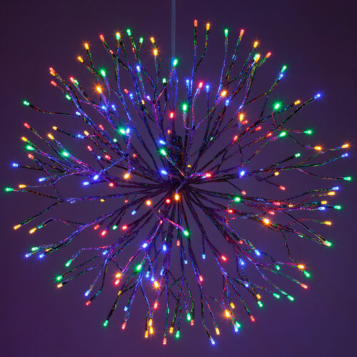 24" Silver Starburst Lighted Branches, Multicolor LED