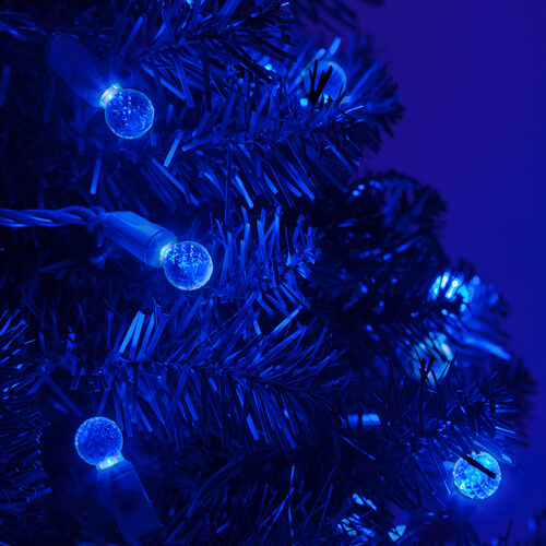 70 G12 Blue LED String Lights, Green Wire, 4" Spacing