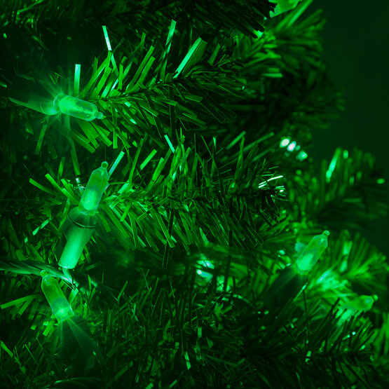 T5 Green LED Christmas Tree Lights on Green Wire - Wintergreen Corporation