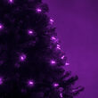 50 T5 Purple LED Christmas Tree Lights Green Wire, 6" Spacing