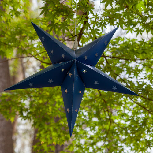 Battery Operated 18" Blue Aurora Superstar TM 5 Point Star Light, Fold-Flat, LED Lights, Outdoor Rated