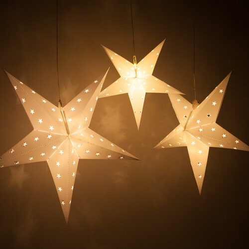 18" White Aurora Superstar TM 5 Point Star Light, Fold-Flat, LED Lights, Outdoor Rated