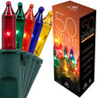 50 Viviluxe TM Multi Color Christmas Mini Lights, Green Wire, 5.5" Spacing