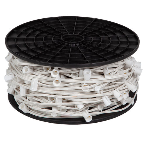 C7 Light Spool, 500' Length, 15" Spacing, 10 Amp SPT2W White Wire, Commercial Grade