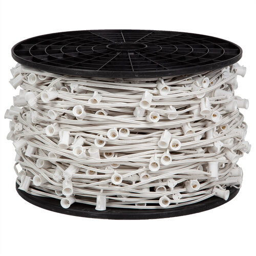 C7 Light Spool, 1000' Length, 12" Spacing, 7 Amp SPT1W White Wire, Commercial Grade