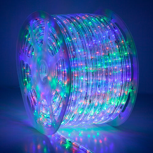Multi: Red, Blue, Green, Yellow LED Rope Light, 150 ft