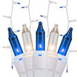 150 Blue, Clear Mini Icicle Lights on White Wire