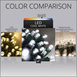 50 5mm Cool White LED Christmas Lights, Green Wire, 4" Spacing