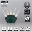 50 T5 Warm White LED Christmas Tree Lights Green Wire, 6" Spacing