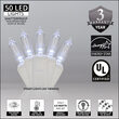 50 T5 Cool White LED Christmas Tree Lights White Wire, 4" Spacing